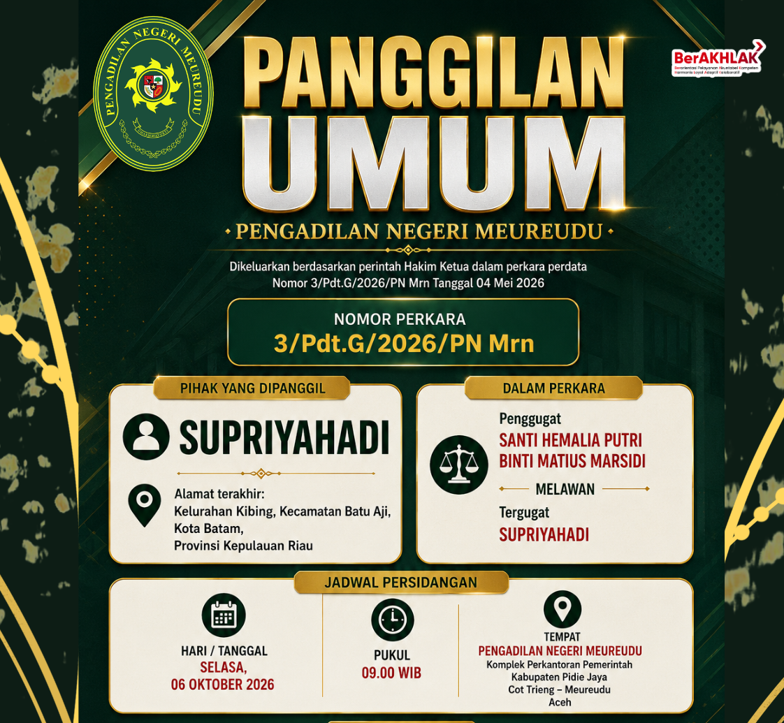 PANGGILAN UMUM PERKARA PERDATA NOMOR 3/Pdt.G/2026/PN Mrn